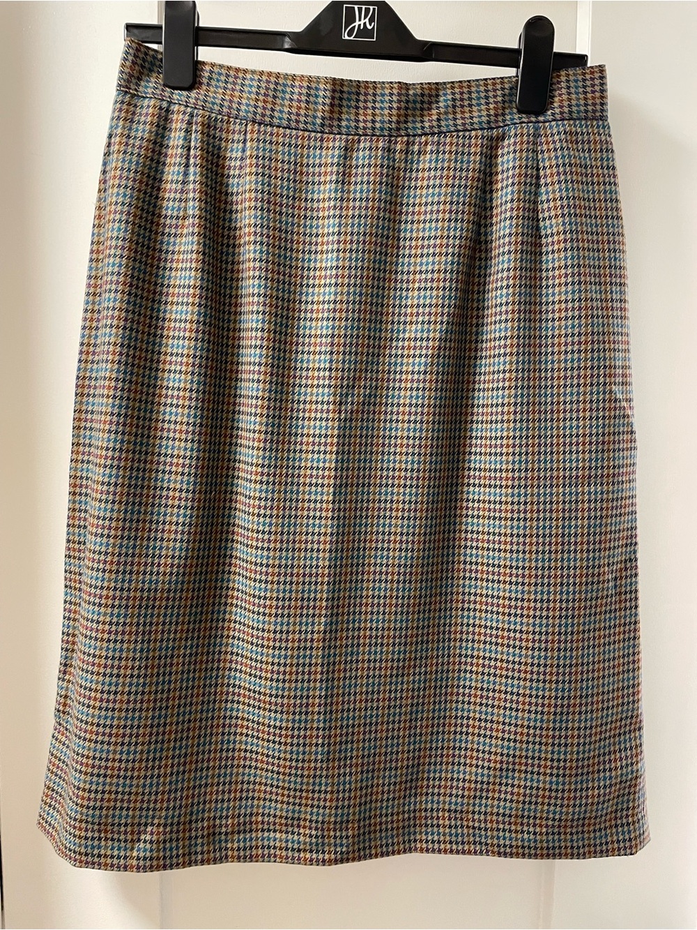 Sag Harbor Plaid A-Line Skirt in Camel, Teal and Burgundy